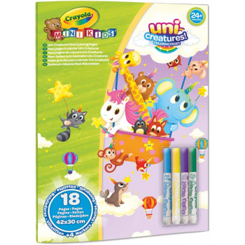 25-1040 Mini Kids-Maxi Pagine da Colorare e 4 Pennarelli con Punta Arrotondata