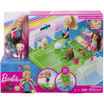 GHK37 - Barbie- Dreamhouse Adventures Bambola Chelsea Playset con Accessori da Calcio