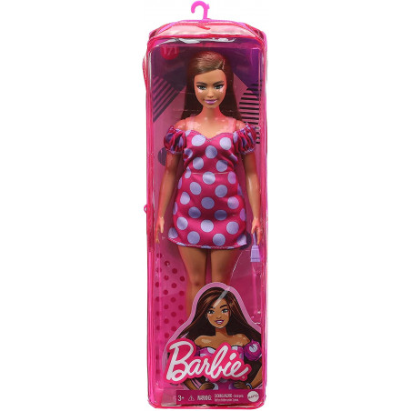 GRB62 - Barbie Castana con Vitiligine, Vestitino a Pois e Accessori