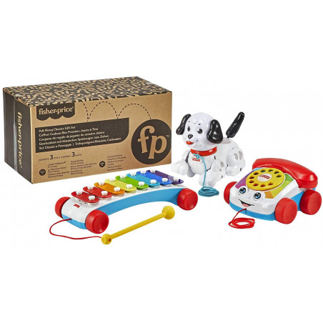 GVF68 - Set regalo Giocattoli Iconici Trainabili con Telefono Chiacchierone, Piccolo Snoopy e lo Xilofono Fisher Price