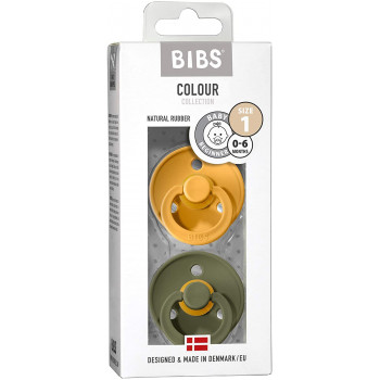 BIBS Colour Ciuccio Misura 1 (0-6 mesi), Honey Bee / Olive