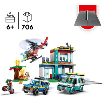60371 - Lego City - Quartier Generale Veicoli D’Emergenza con Elicottero
