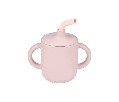 Bicchiere con cannuccia rosa Nattou