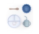 Dinner Set Pappa Bimbo Bamboom Silicone Blu