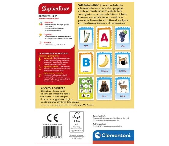 Clementoni - Montessori Alfabeto Tattile - 16838