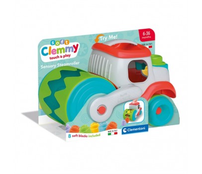Clementoni - Sensory Steamroller Rullo Mangia-mattoncini 17495
