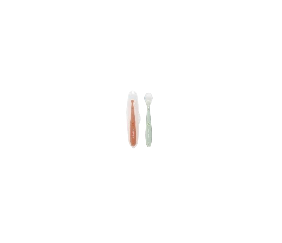 Nattou - Set 2 Cucchiai in silicone con Custodia