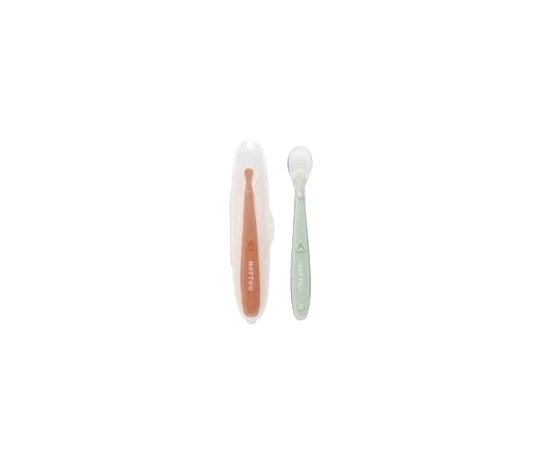 Nattou - Set 2 Cucchiai in silicone con Custodia