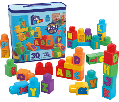 Fisher Price - Mega Blocks Set da 30 blocchi colorati Imparare l'alfabeto