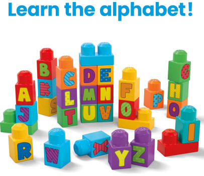 Fisher Price - Mega Blocks Set da 30 blocchi colorati Imparare l'alfabeto