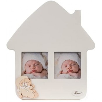 Casetta Cornice Portafoto Orso Mimì Beige h26